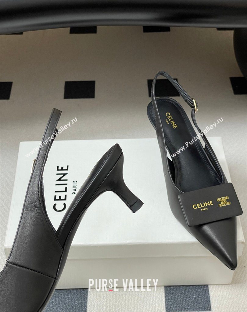 Celine Signature Slingbacks Pump 5cm in Lambskin Leather Black 2026 (MD-260227003)