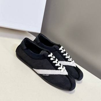 Celine The Flat Sneakers in Gros Grain, Velvet, Suede and Leather Black/White 2026 0227 (MD-260227042)