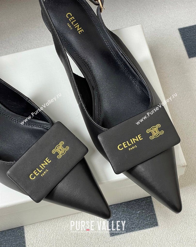 Celine Signature Slingbacks Pump 5cm in Lambskin Leather Black 2026 (MD-260227003)