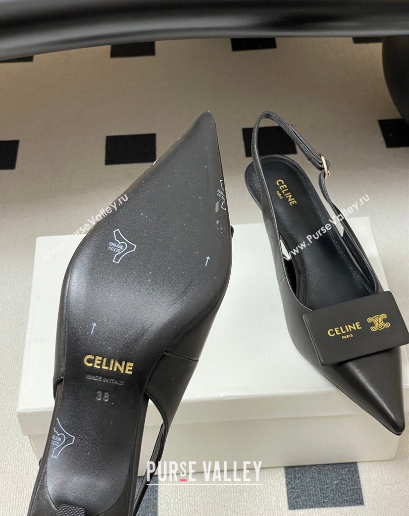 Celine Signature Slingbacks Pump 5cm in Lambskin Leather Black 2026 (MD-260227003)