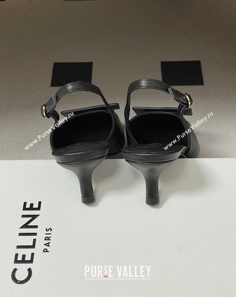 Celine Signature Slingbacks Pump 5cm in Lambskin Leather Black 2026 (MD-260227003)