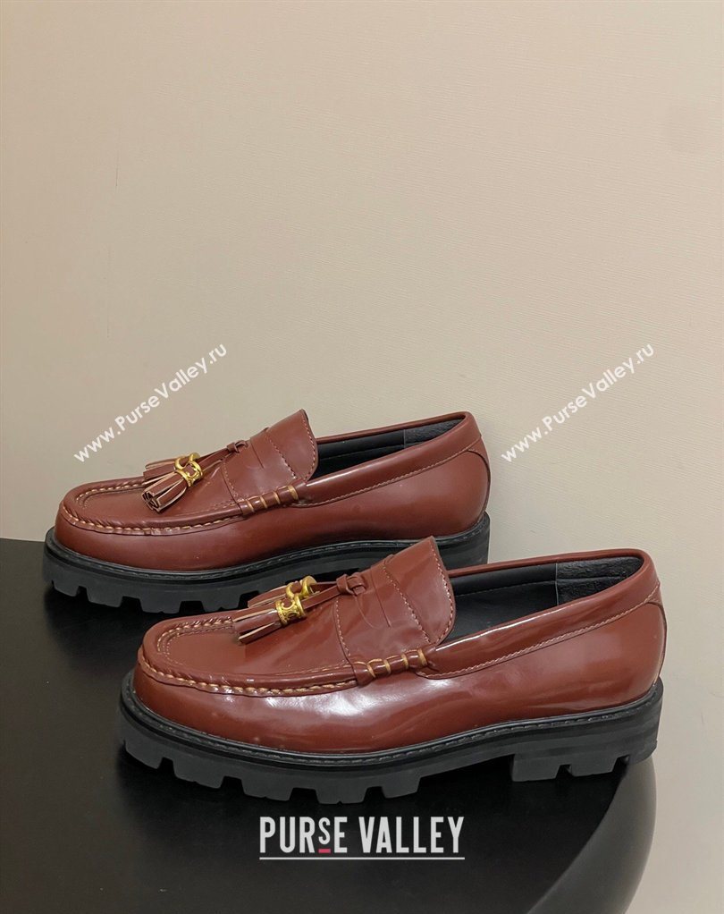 Celine Calfskin Leather Platform Loafers with Tassel Charm Brown 2026 0227 (MD-260227052)