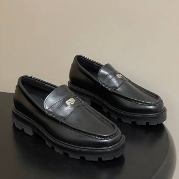 Celine Calfskin Leather Platform Loafers with Logo Tab Black 2026 0227 (MD-260227053)