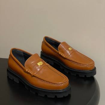 Celine Calfskin Leather Platform Loafers with Logo Tab Brown 2026 0227 (MD-260227054)