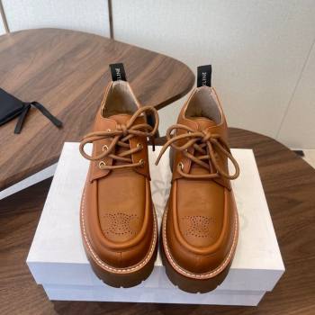 Celine Triomphe Derbies Shoes Lace-ups 3cm in Calfskin Leather Brown 2026 0227 (KL-260227056)