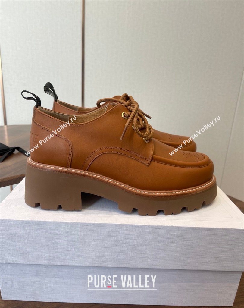 Celine Triomphe Derbies Shoes Lace-ups 3cm in Calfskin Leather Brown 2026 0227 (KL-260227056)