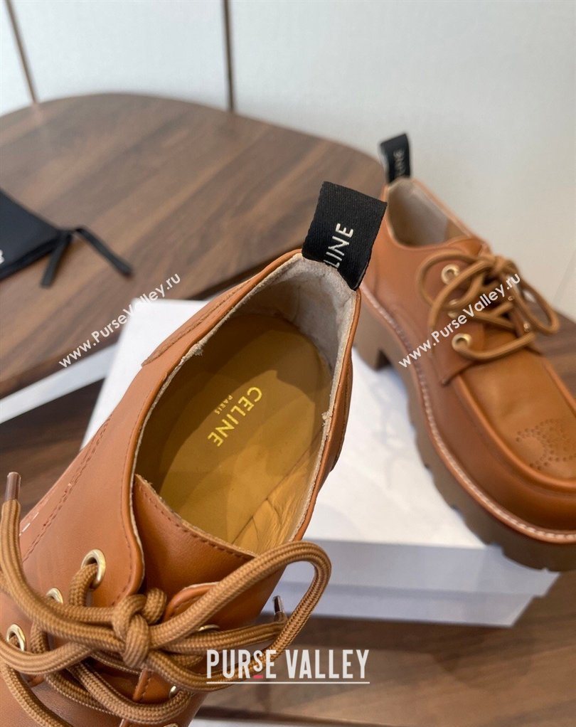 Celine Triomphe Derbies Shoes Lace-ups 3cm in Calfskin Leather Brown 2026 0227 (KL-260227056)