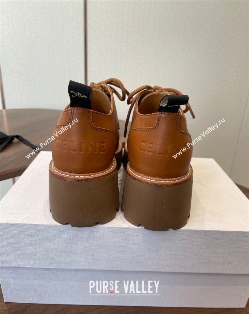Celine Triomphe Derbies Shoes Lace-ups 3cm in Calfskin Leather Brown 2026 0227 (KL-260227056)