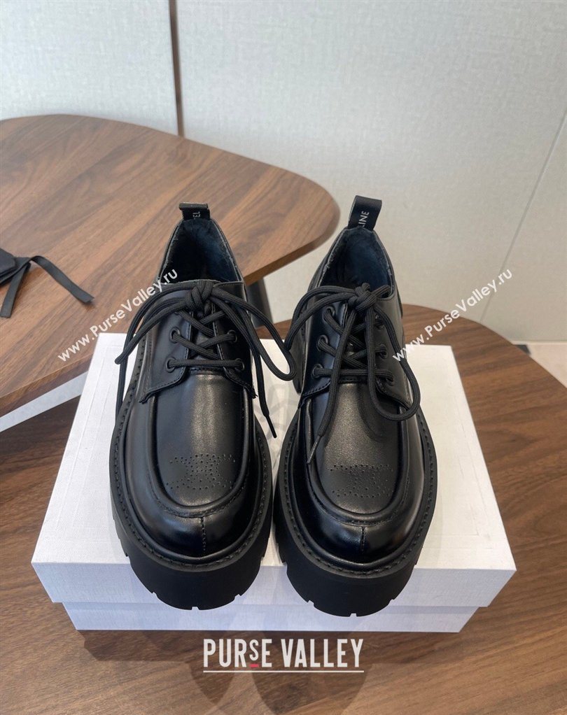 Celine Triomphe Derbies Shoes Lace-ups 3cm in Calfskin Leather Black 2026 0227 (KL-260227057)