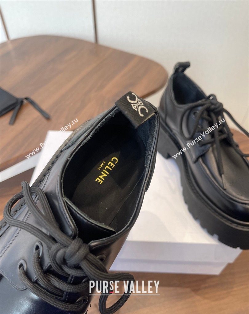 Celine Triomphe Derbies Shoes Lace-ups 3cm in Calfskin Leather Black 2026 0227 (KL-260227057)