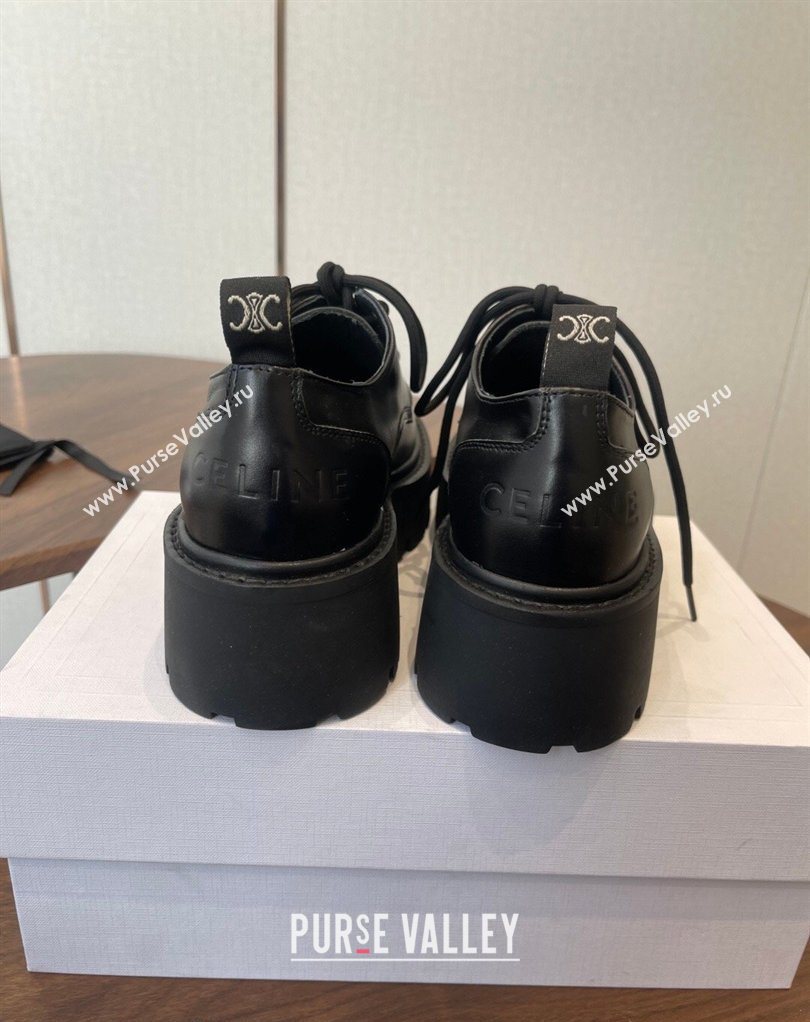 Celine Triomphe Derbies Shoes Lace-ups 3cm in Calfskin Leather Black 2026 0227 (KL-260227057)