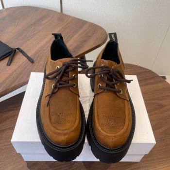 Celine Triomphe Derbies Shoes Lace-ups 3cm in Suede Brown 2026 0227 (KL-260227058)