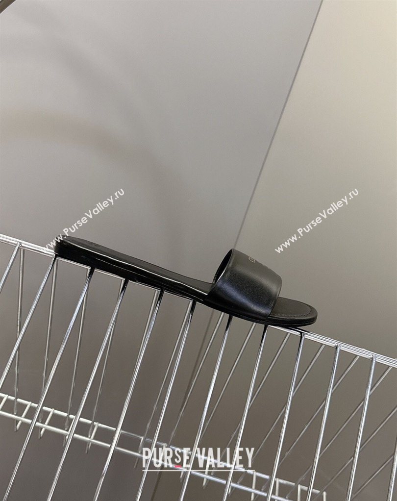 Celine Coast Flat Slides Sandal in Lambskin Leather Black 2026 0227 (MD-260227010)