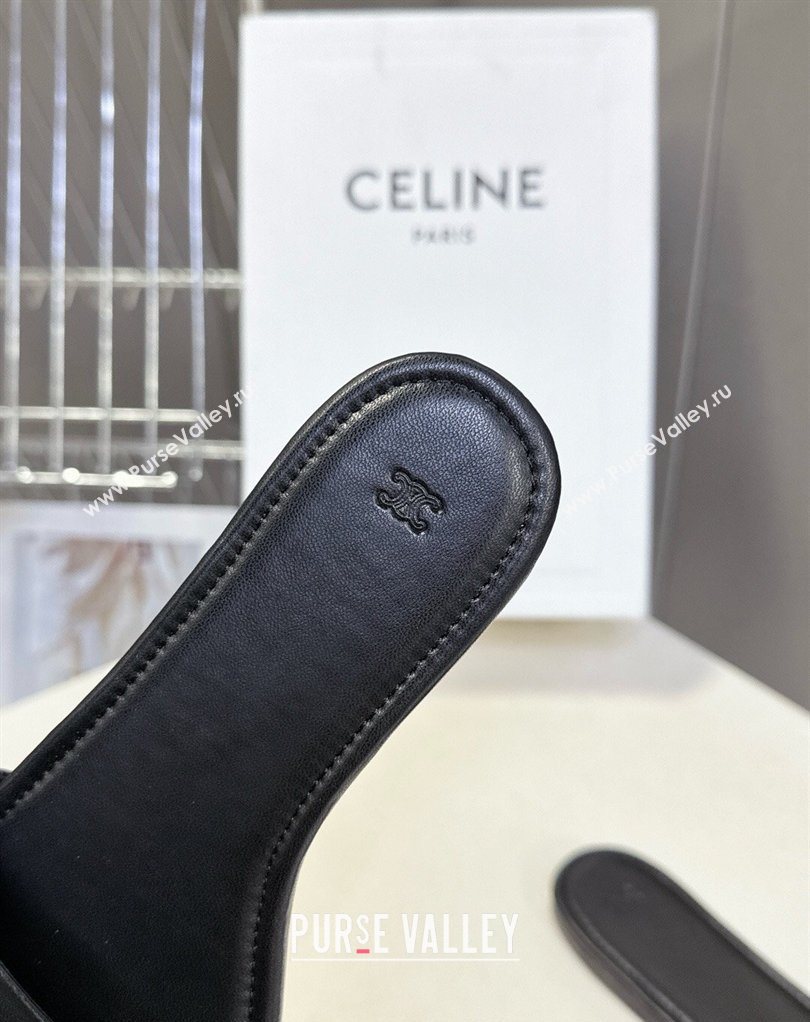 Celine Coast Flat Slides Sandal in Lambskin Leather Black 2026 0227 (MD-260227010)