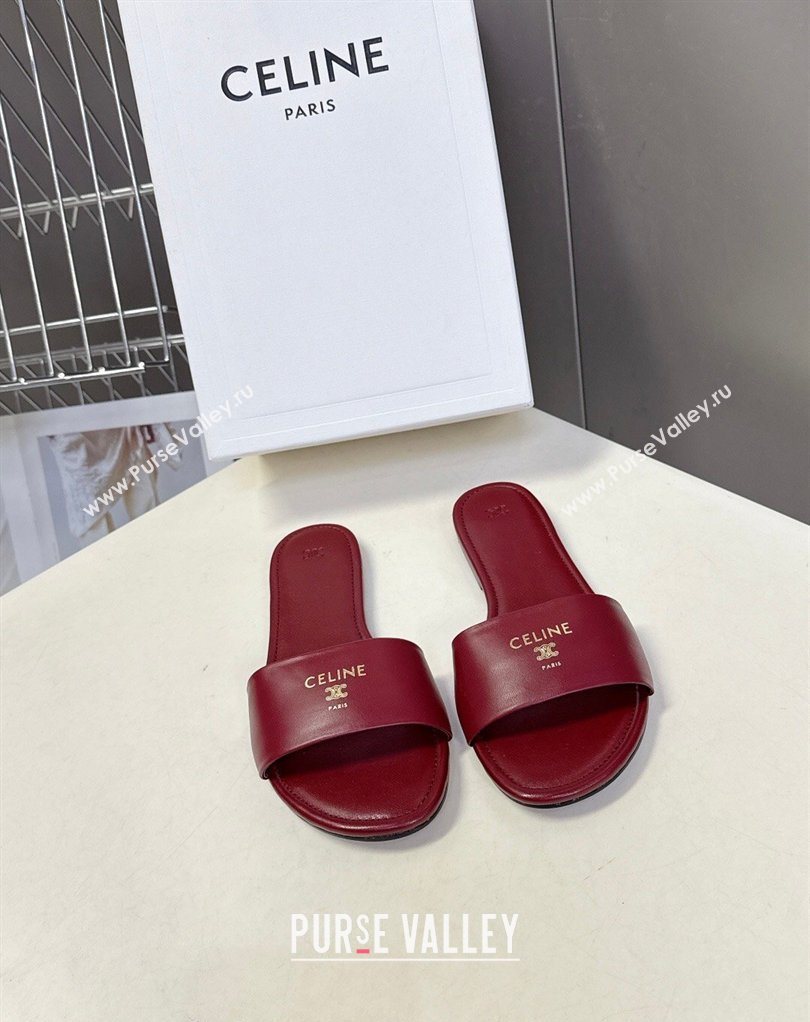 Celine Coast Flat Slides Sandal in Lambskin Leather Red 2026 0227 (MD-260227011)