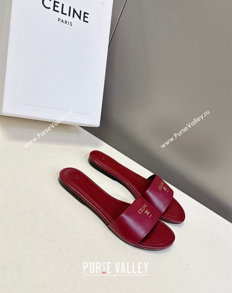 Celine Coast Flat Slides Sandal in Lambskin Leather Red 2026 0227 (MD-260227011)