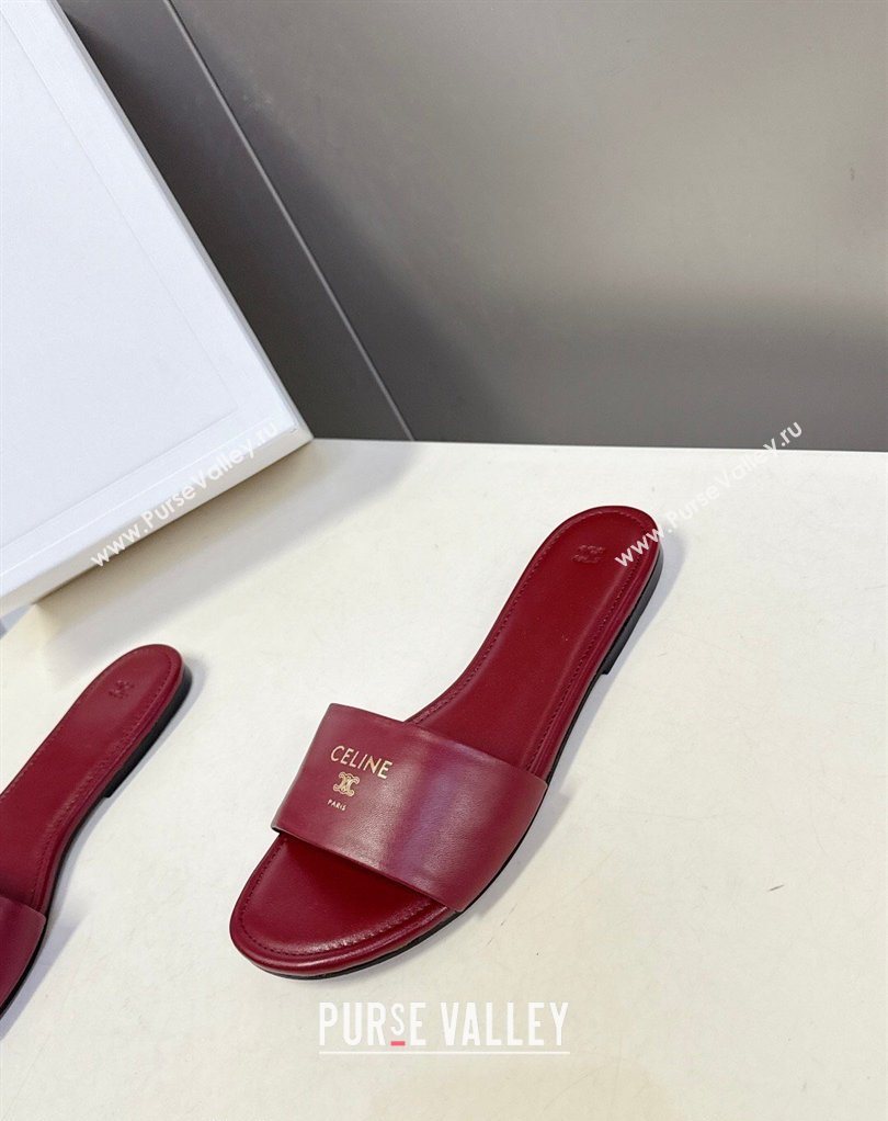 Celine Coast Flat Slides Sandal in Lambskin Leather Red 2026 0227 (MD-260227011)