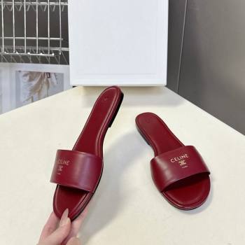 Celine Coast Flat Slides Sandal in Lambskin Leather Red 2026 0227 (MD-260227011)