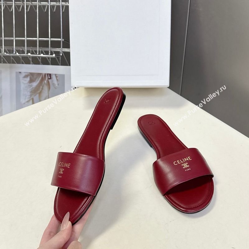 Celine Coast Flat Slides Sandal in Lambskin Leather Red 2026 0227 (MD-260227011)