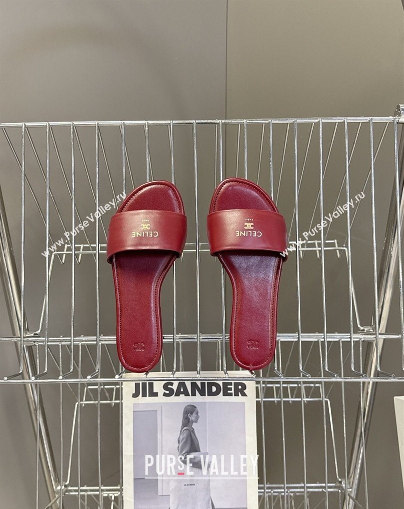Celine Coast Flat Slides Sandal in Lambskin Leather Red 2026 0227 (MD-260227011)
