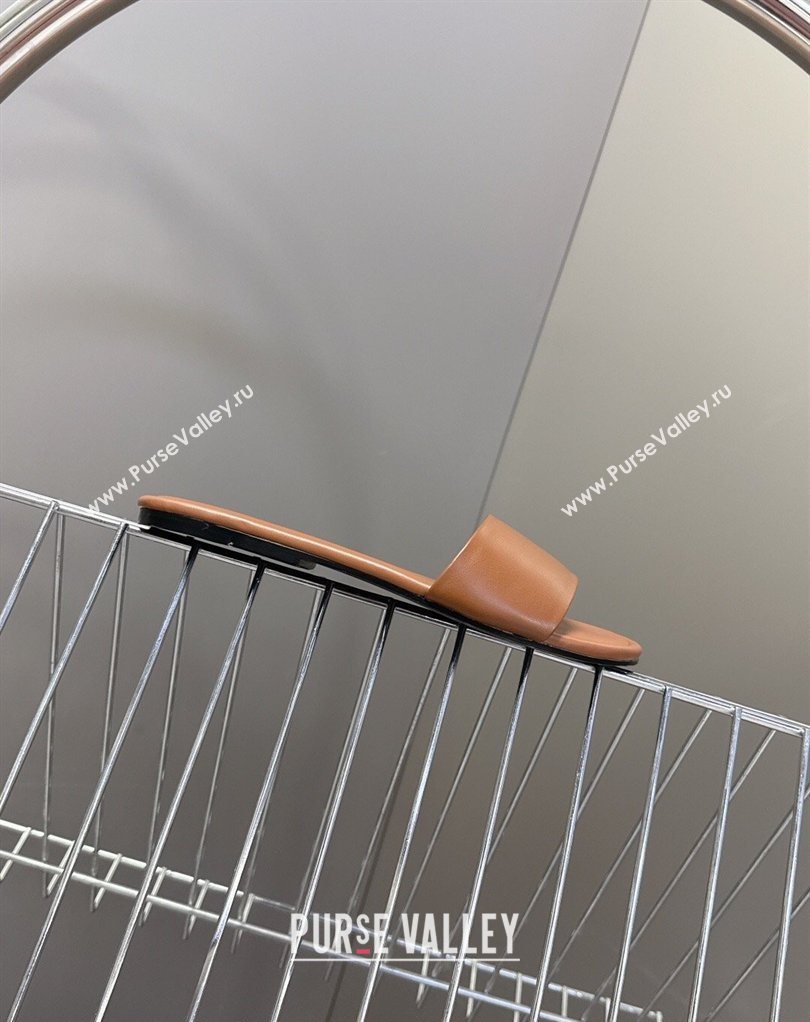 Celine Coast Flat Slides Sandal in Lambskin Leather Tan Brown 2026 0227 (MD-260227013)