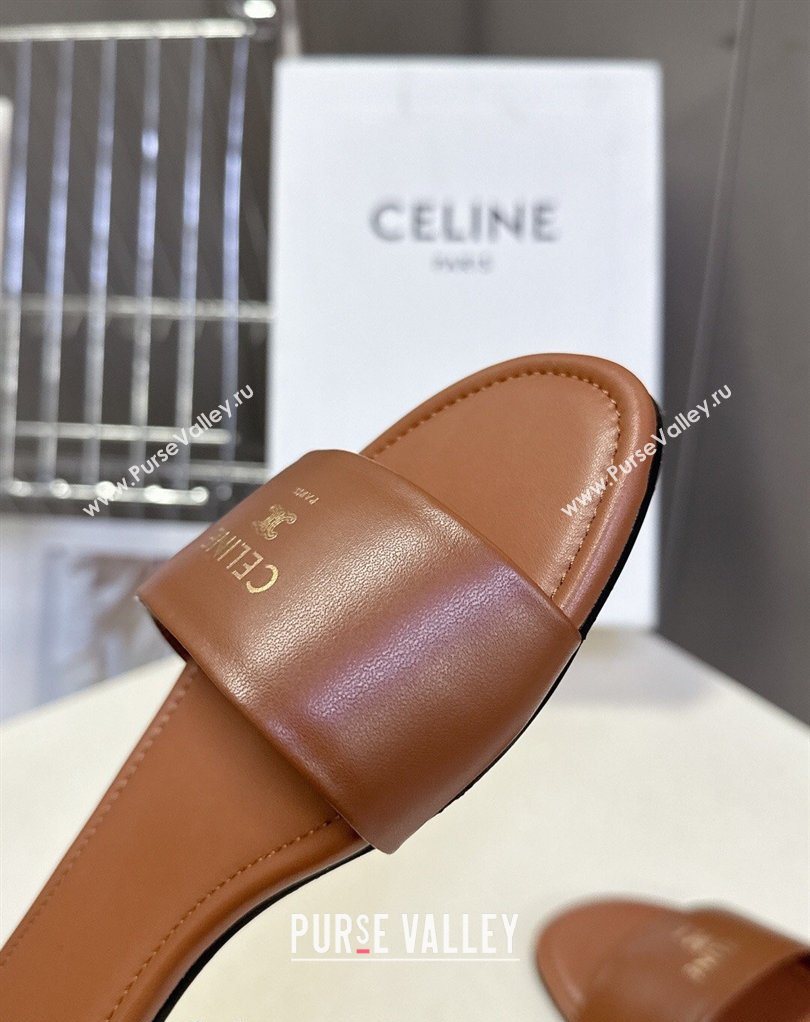Celine Coast Flat Slides Sandal in Lambskin Leather Tan Brown 2026 0227 (MD-260227013)