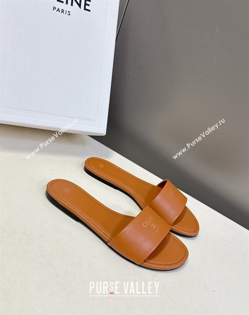 Celine Coast Flat Slides Sandal in Lambskin Leather Sahara 2026 0227 (MD-260227012)