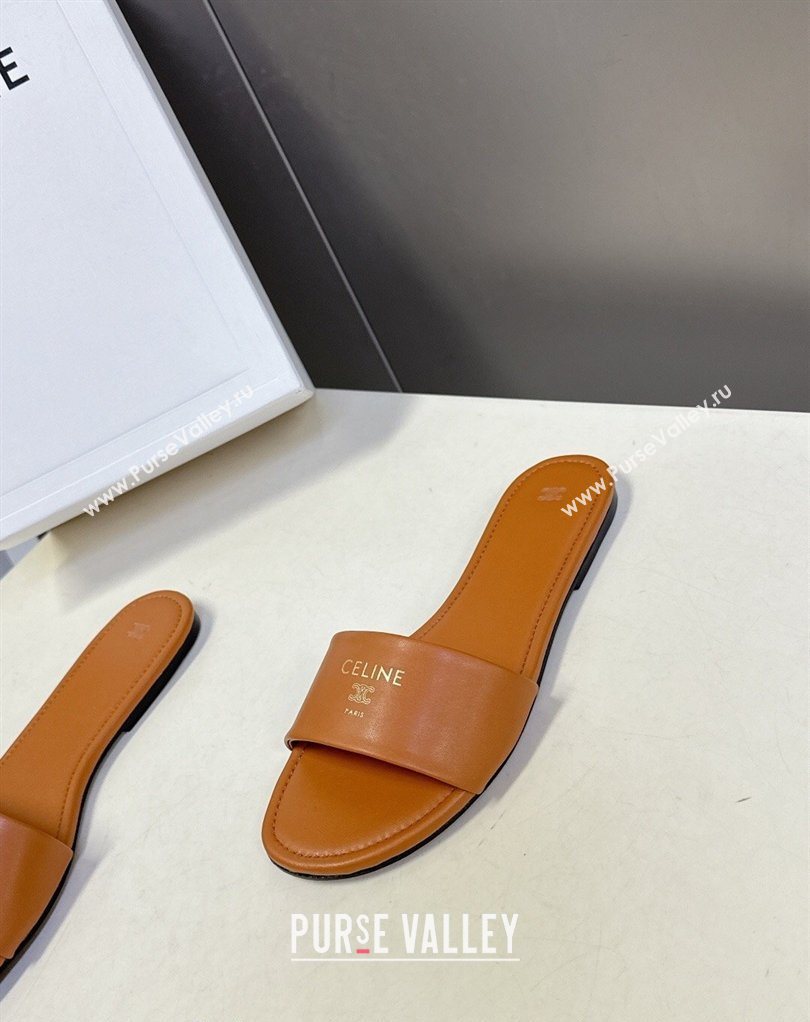 Celine Coast Flat Slides Sandal in Lambskin Leather Sahara 2026 0227 (MD-260227012)