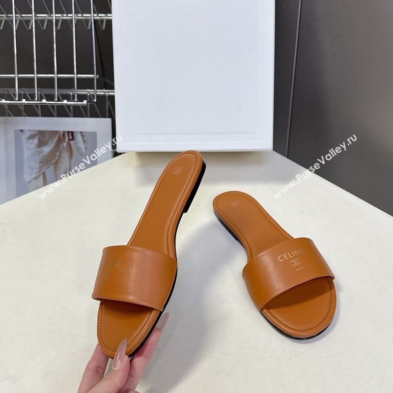 Celine Coast Flat Slides Sandal in Lambskin Leather Sahara 2026 0227 (MD-260227012)