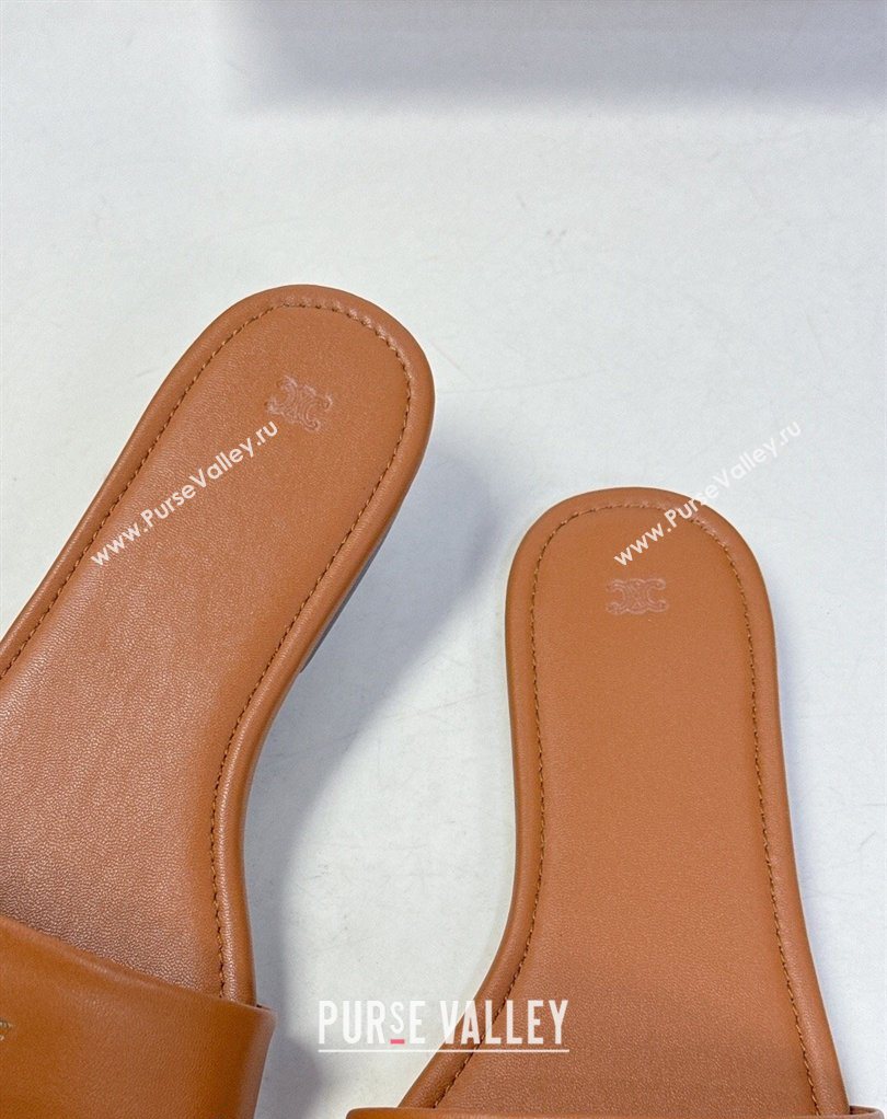 Celine Coast Flat Slides Sandal in Lambskin Leather Sahara 2026 0227 (MD-260227012)