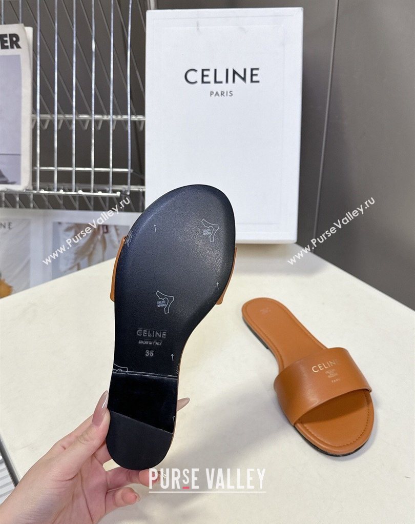 Celine Coast Flat Slides Sandal in Lambskin Leather Sahara 2026 0227 (MD-260227012)