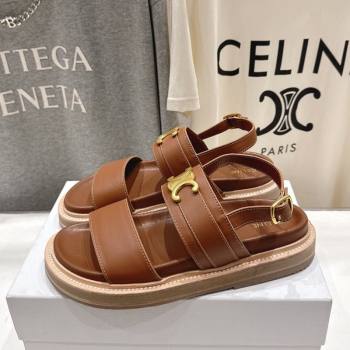Celine Tippi Triomphe Flat Sandals in Calfskin Leather Brown 2026 022702 (MD-260227033)