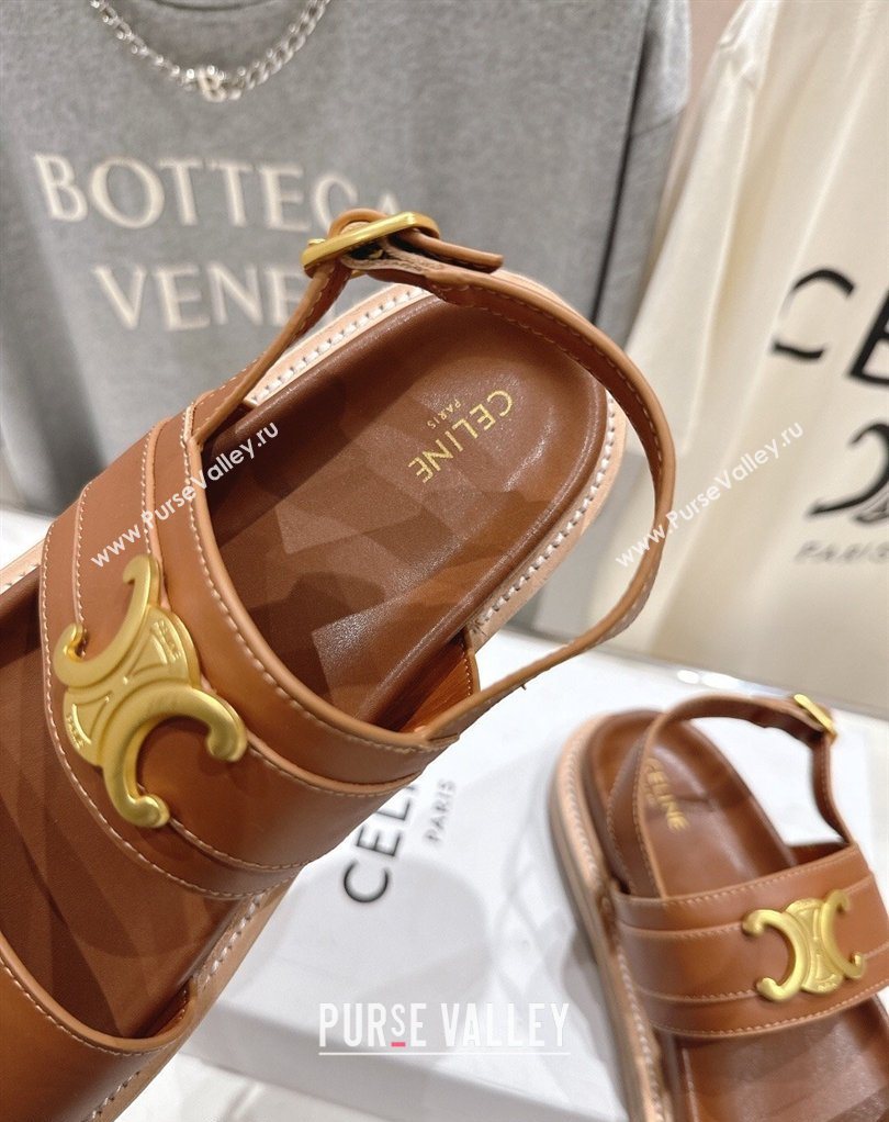 Celine Tippi Triomphe Flat Sandals in Calfskin Leather Brown 2026 022702 (MD-260227033)