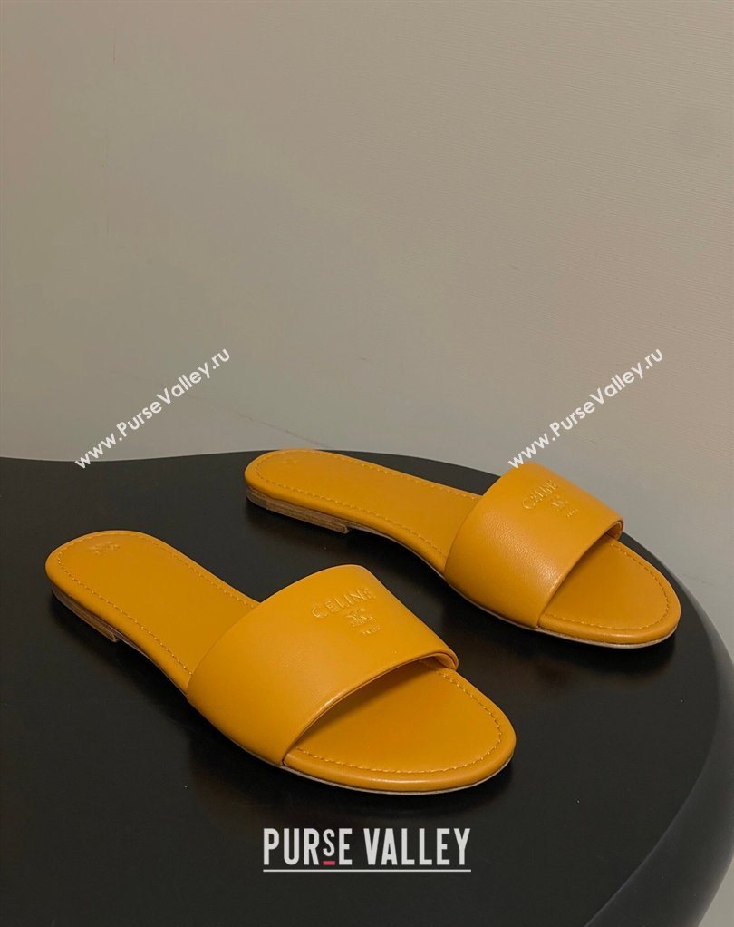 Celine Coast Flat Slides Sandal in Lambskin Leather Orange 2026 0227 (MD-260227009)
