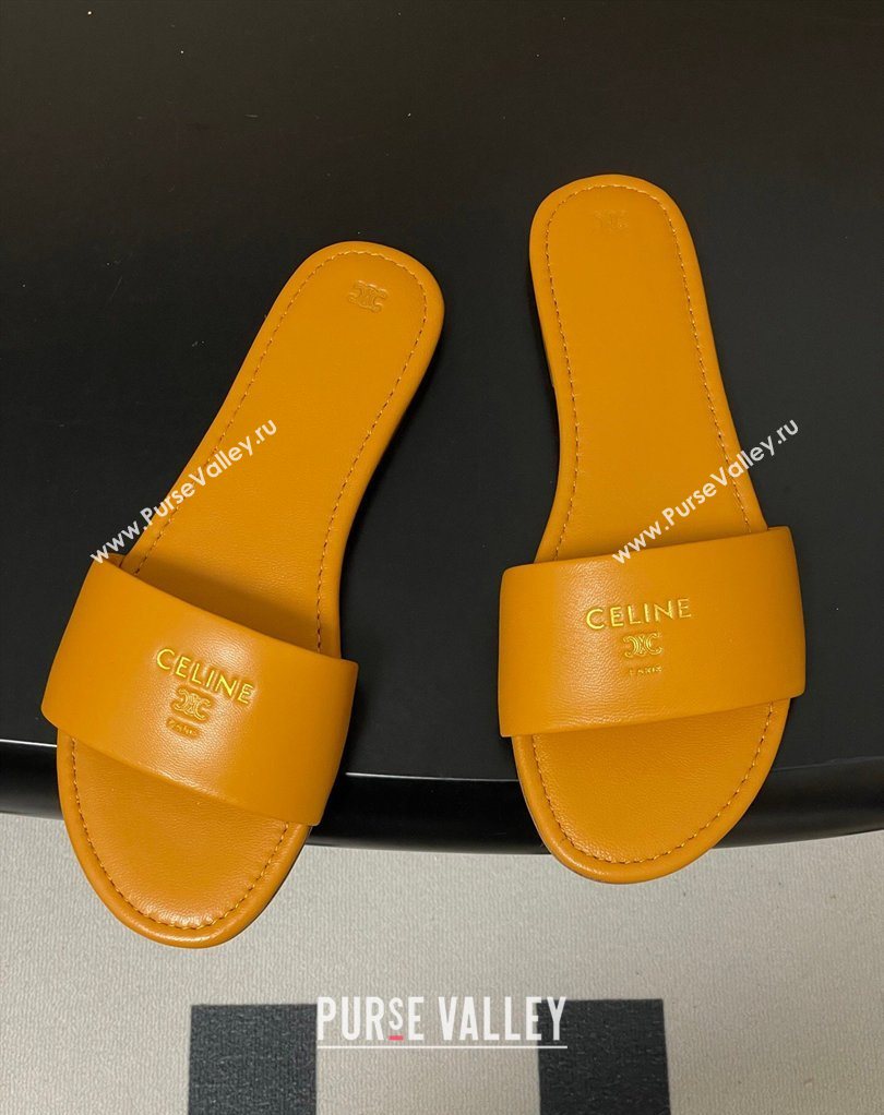 Celine Coast Flat Slides Sandal in Lambskin Leather Orange 2026 0227 (MD-260227009)