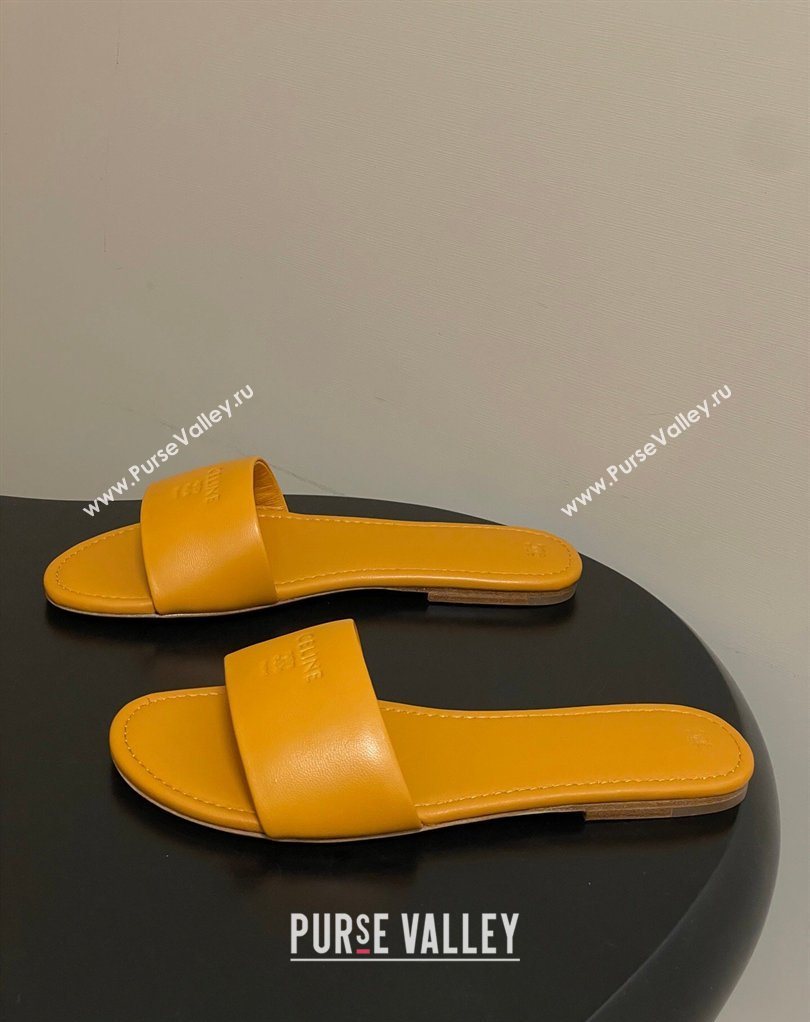 Celine Coast Flat Slides Sandal in Lambskin Leather Orange 2026 0227 (MD-260227009)