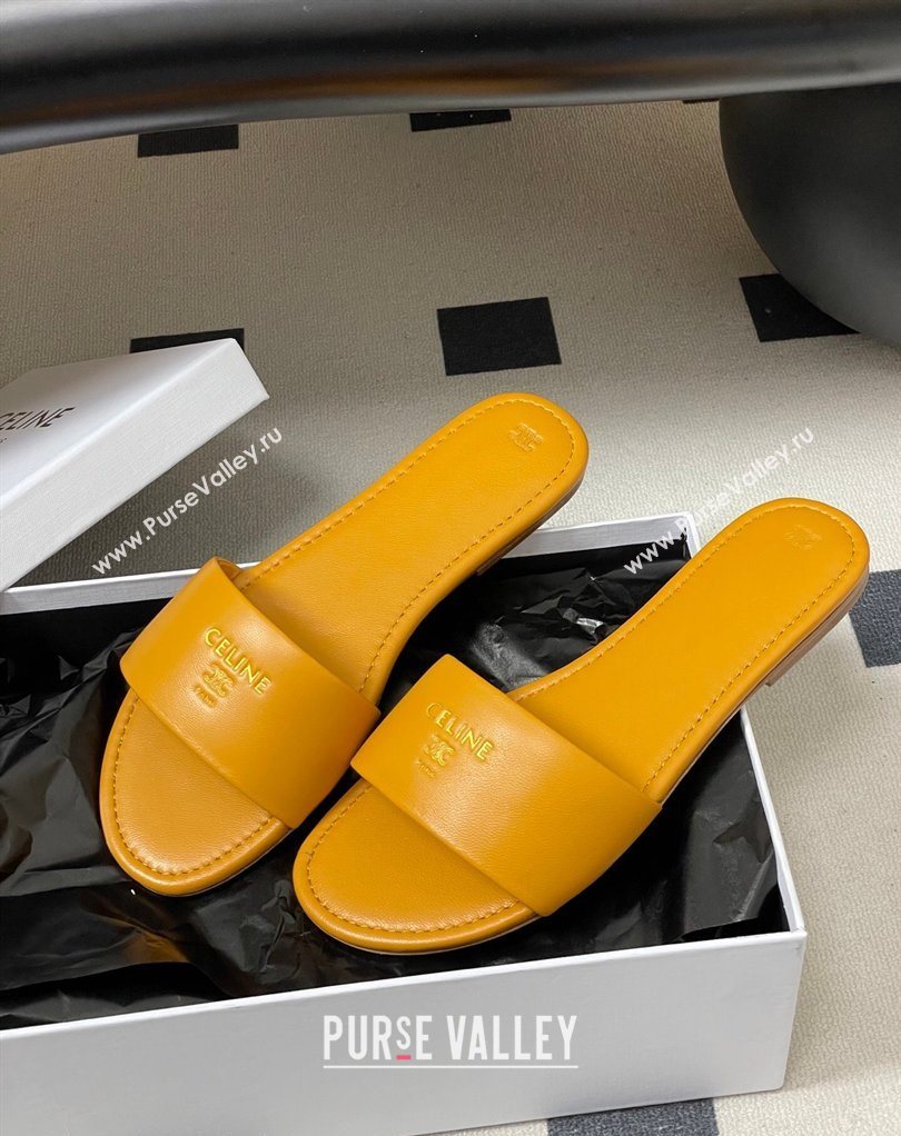 Celine Coast Flat Slides Sandal in Lambskin Leather Orange 2026 0227 (MD-260227009)