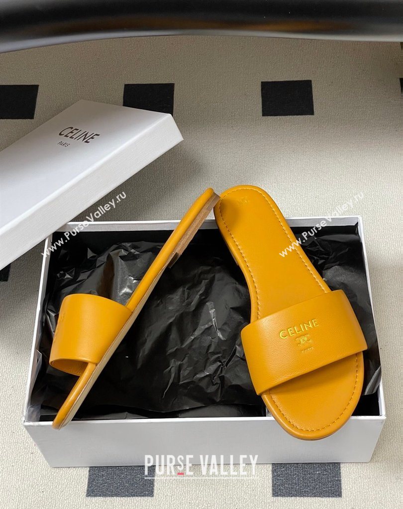 Celine Coast Flat Slides Sandal in Lambskin Leather Orange 2026 0227 (MD-260227009)
