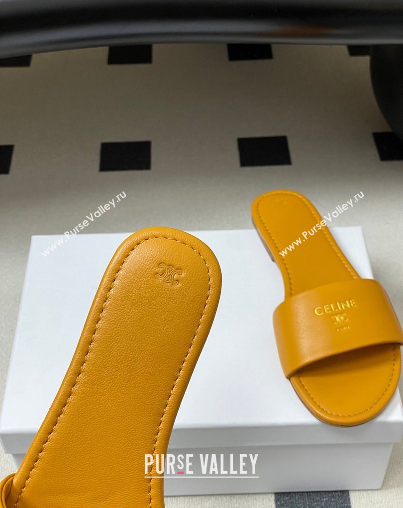 Celine Coast Flat Slides Sandal in Lambskin Leather Orange 2026 0227 (MD-260227009)