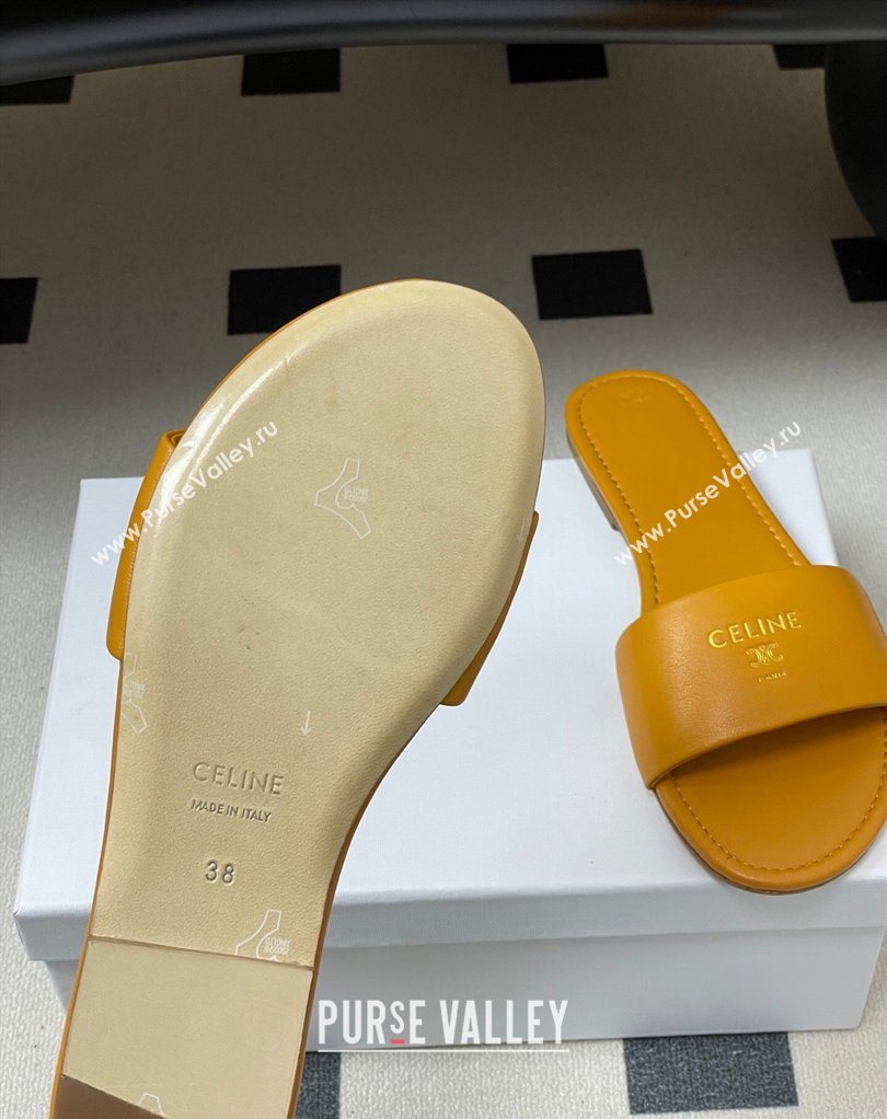 Celine Coast Flat Slides Sandal in Lambskin Leather Orange 2026 0227 (MD-260227009)