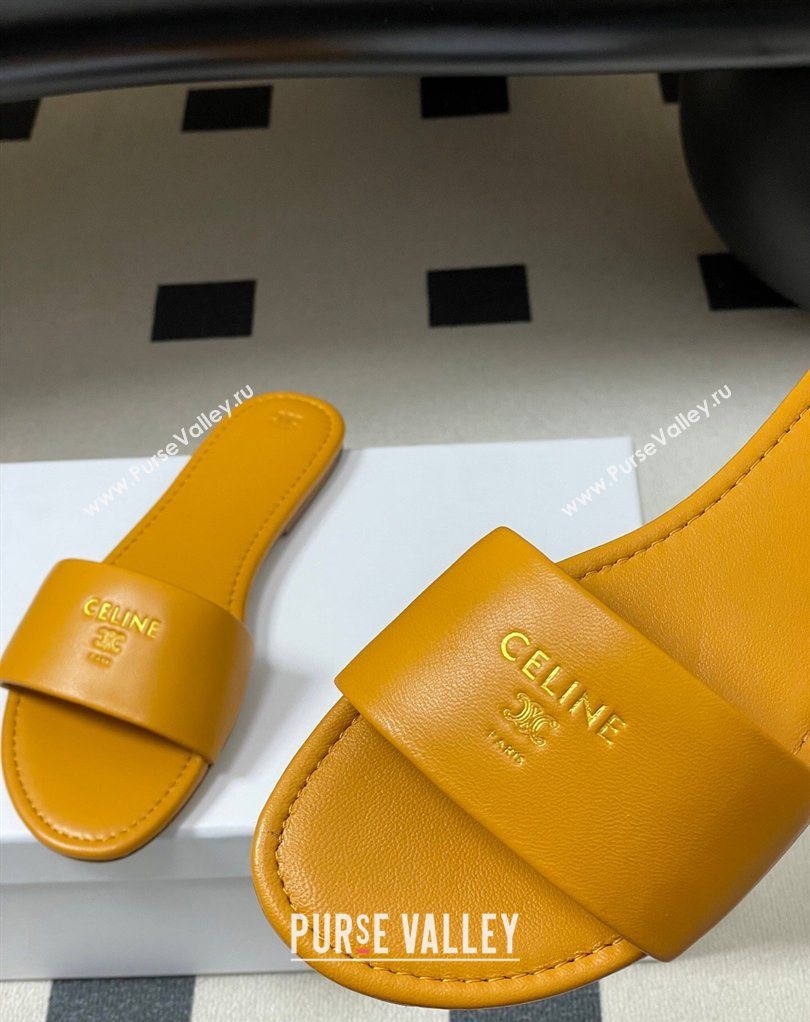 Celine Coast Flat Slides Sandal in Lambskin Leather Orange 2026 0227 (MD-260227009)
