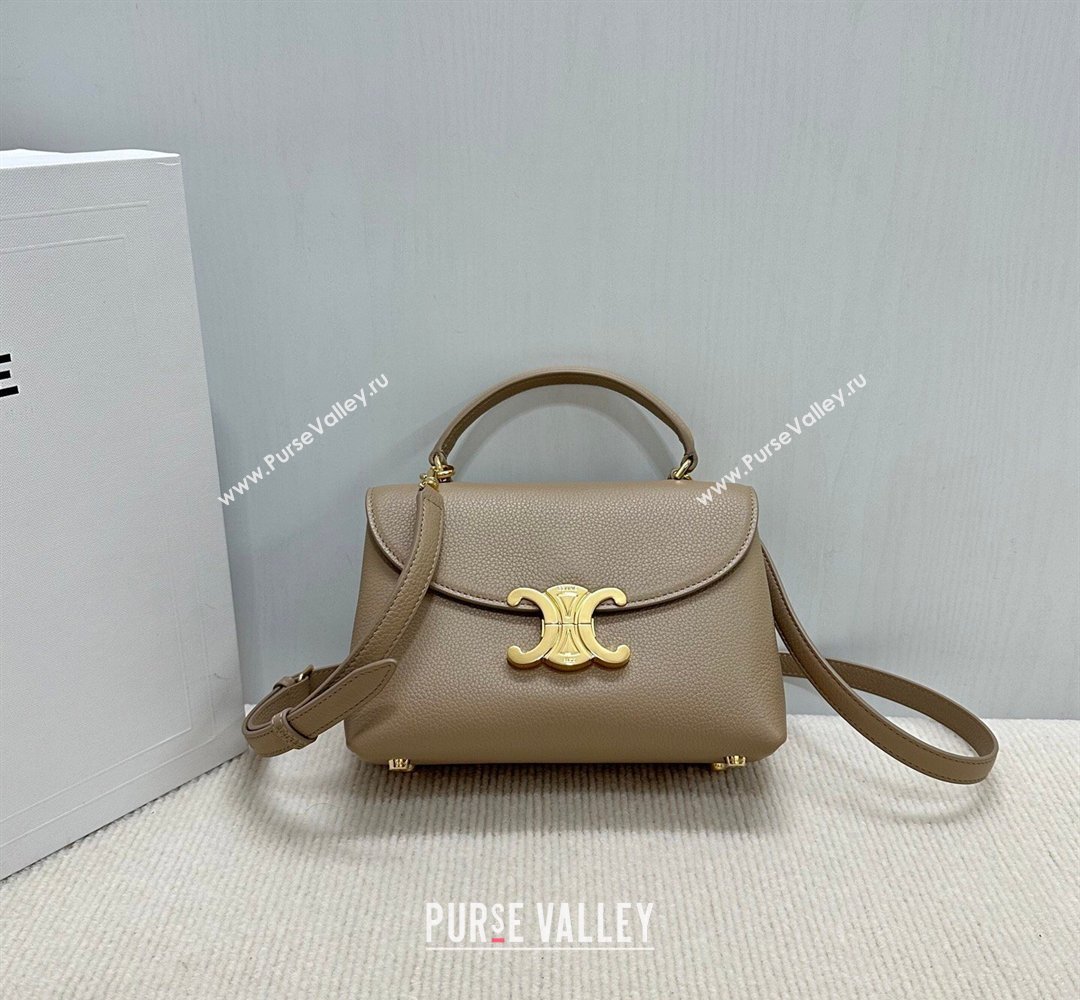 Celine Teen Nino Bag in Grained Supple Calfskin Smoked Brown 2026 118113 (BL-260411010)