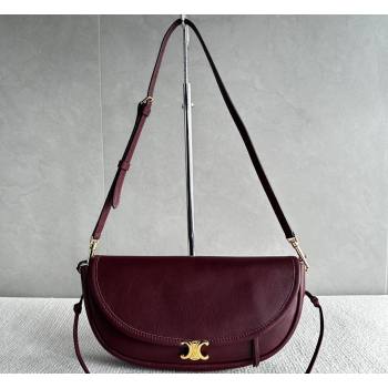 Celine Halfmoon Soft Triomphe Small Bag in Supple Shiny Lambskin 103778 Burgundy 2026 (BL-260411001)