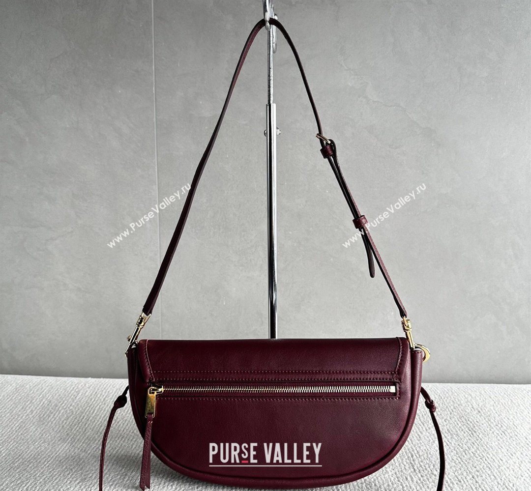 Celine Halfmoon Soft Triomphe Small Bag in Supple Shiny Lambskin 103778 Burgundy 2026 (BL-260411001)