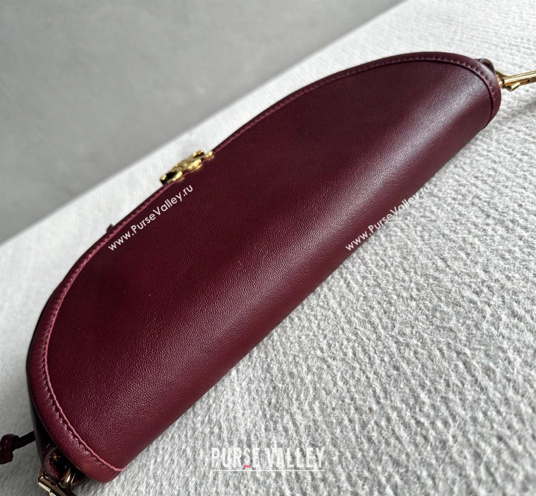Celine Halfmoon Soft Triomphe Small Bag in Supple Shiny Lambskin 103778 Burgundy 2026 (BL-260411001)