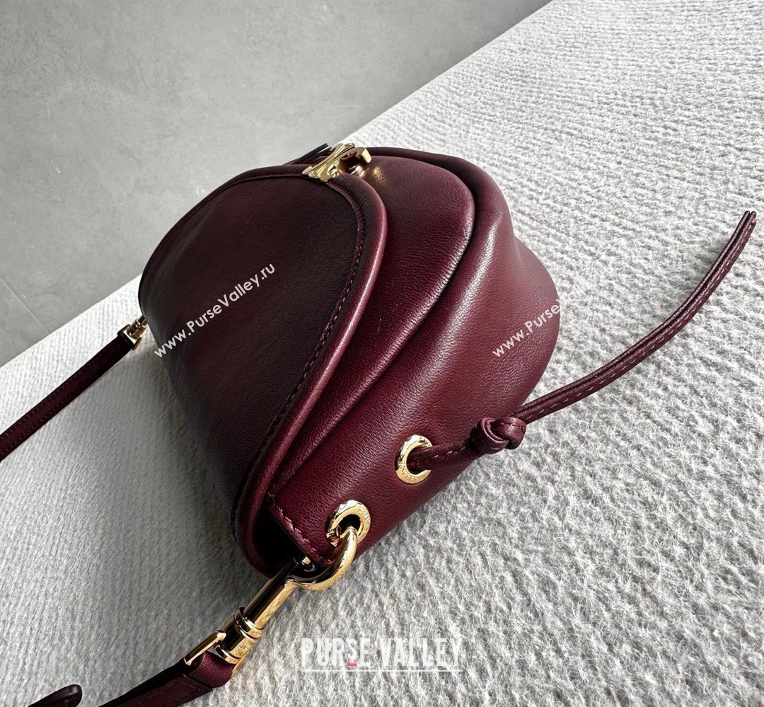 Celine Halfmoon Soft Triomphe Small Bag in Supple Shiny Lambskin 103778 Burgundy 2026 (BL-260411001)