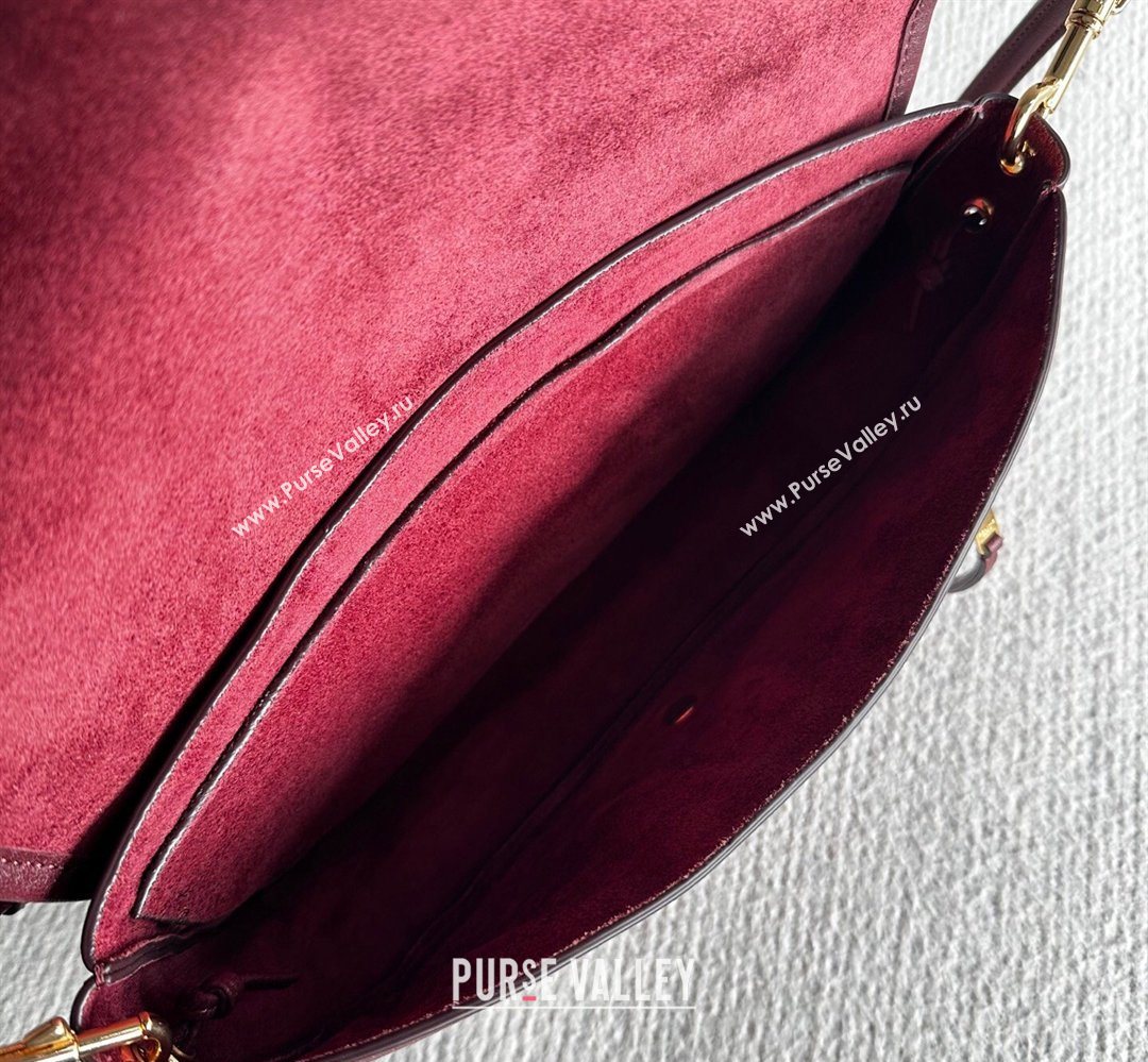 Celine Halfmoon Soft Triomphe Small Bag in Supple Shiny Lambskin 103778 Burgundy 2026 (BL-260411001)