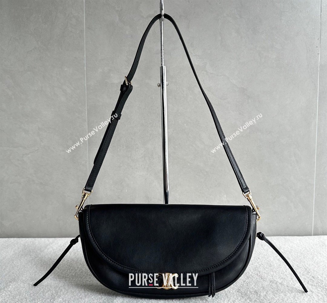 Celine Halfmoon Soft Triomphe Small Bag in Supple Shiny Lambskin 103778 Black 2026 (BL-260411002)