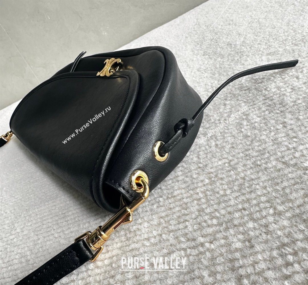 Celine Halfmoon Soft Triomphe Small Bag in Supple Shiny Lambskin 103778 Black 2026 (BL-260411002)