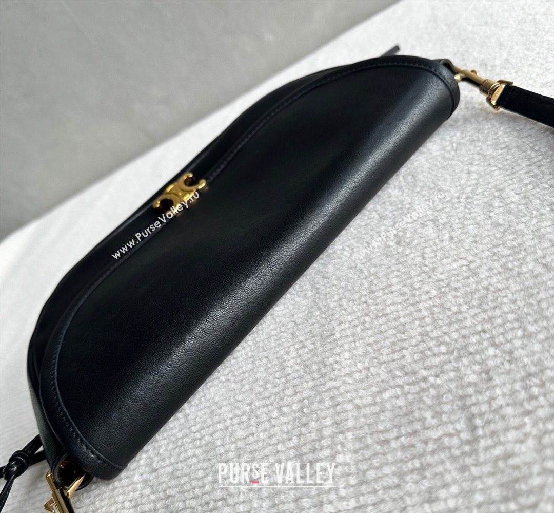 Celine Halfmoon Soft Triomphe Small Bag in Supple Shiny Lambskin 103778 Black 2026 (BL-260411002)